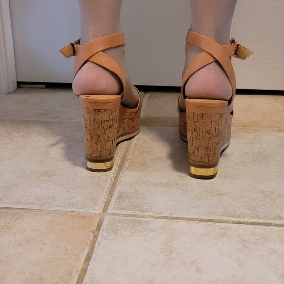 Beige Platform Wedgey "Aldo' Sandals - Picture 3 of 6